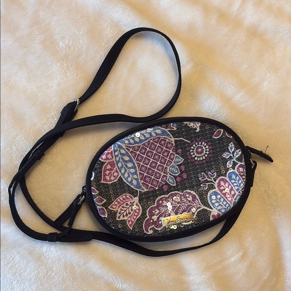 Vera Bradley Black and Purple sequined Crossbody Bag
